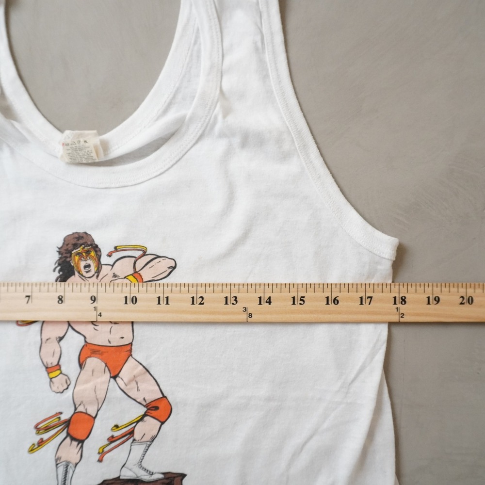Vintage WWF Ultimate Warrior Tank Top Medium Mens 80s White USA Made RARE - Picture 8 of 8